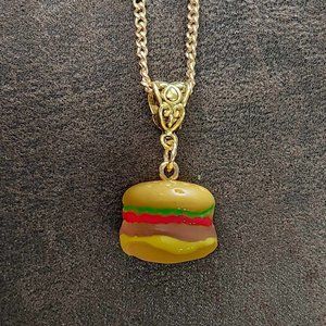 Gold Enamel Hamburger Necklace